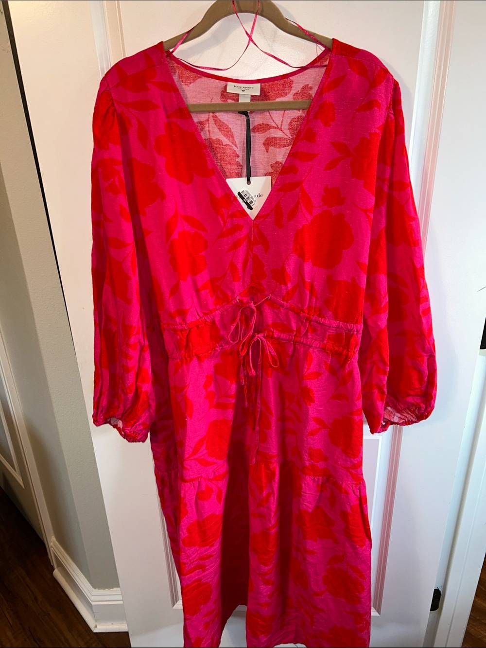 kate spade x target Red and Hot Pink Floral V-Neck Dress
